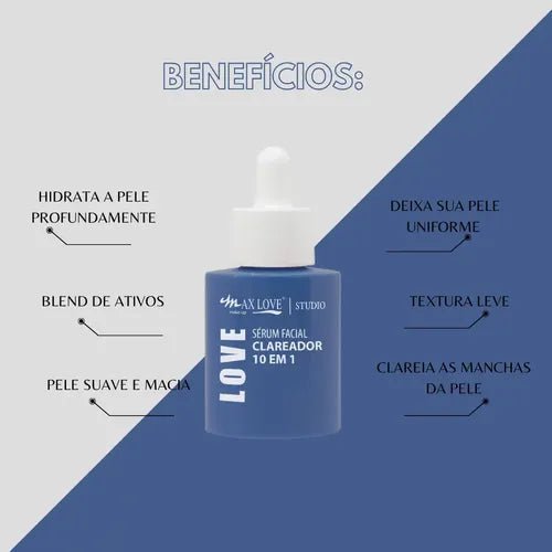 Sérum Facial Clareador 10 em 1 Max Love (30ml) – Tratamento Despigmentante e Pele Radiante - Afrodite Beauty