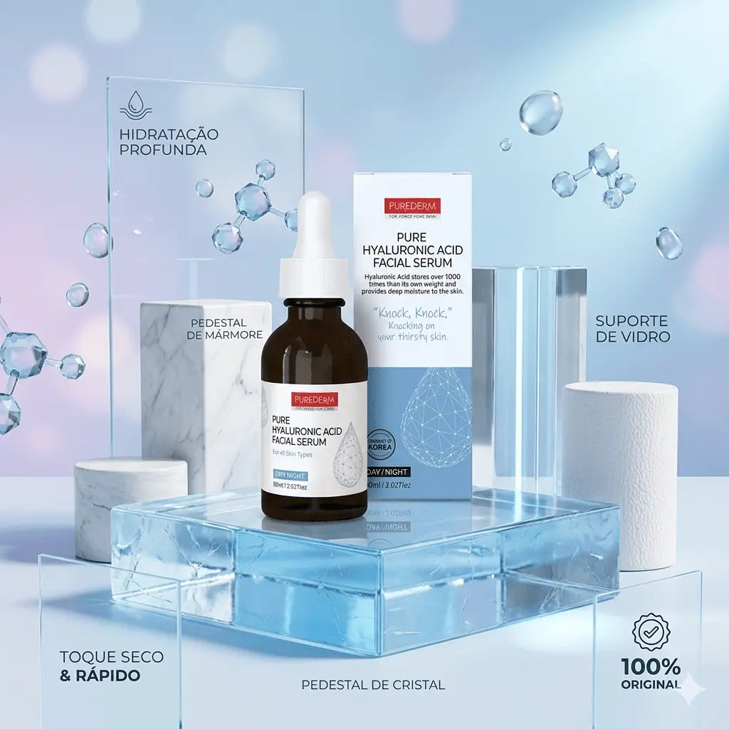 Sérum Facial Purederm Ácido Hialurônico Puro 60ml | Hidratação Profunda Anti - Idade - Afrodite Beauty